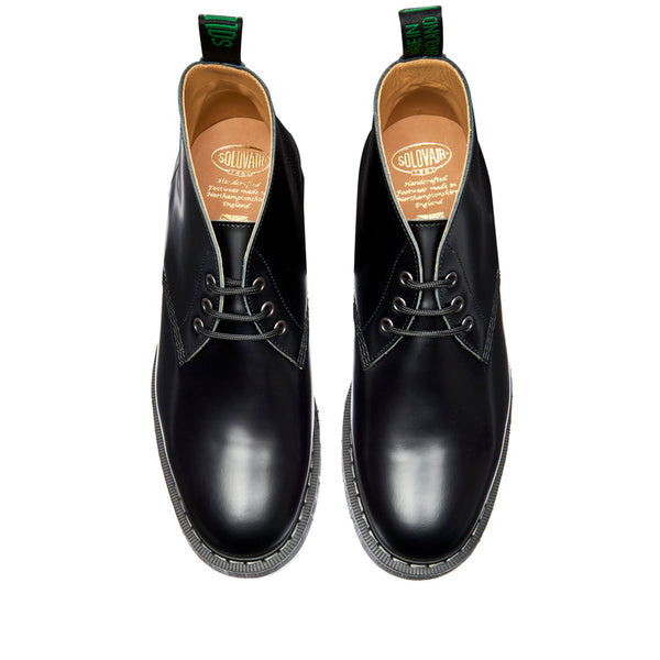 Solovair Black Hi-Shine 3 Eye Chukka Boot