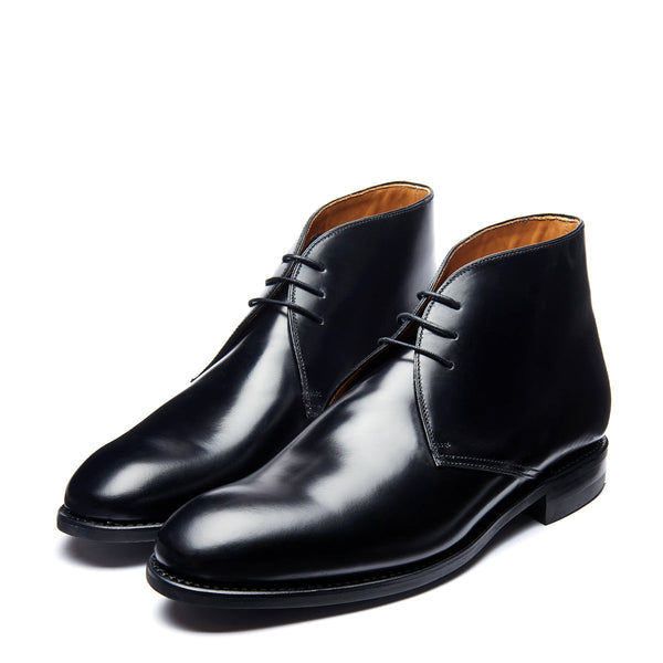 Solovair Black Hi-Shine 3 Eye Chukka Boot