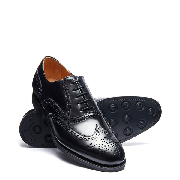 Solovair Black Hi-Shine 5 Eye Oxford Brogue Shoe