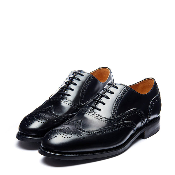 Solovair Black Hi-Shine 5 Eye Oxford Brogue Shoe