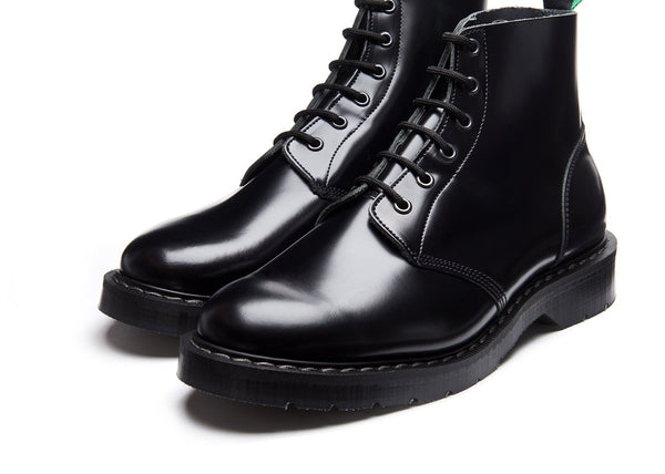 Solovair Black Hi-Shine 6 Eye Astronaut Boot