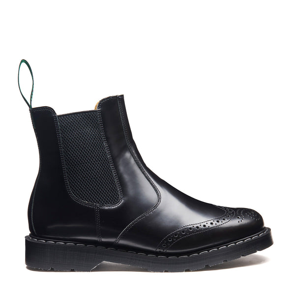 solovair Black Hi-Shine Dealer Brogue Boot
