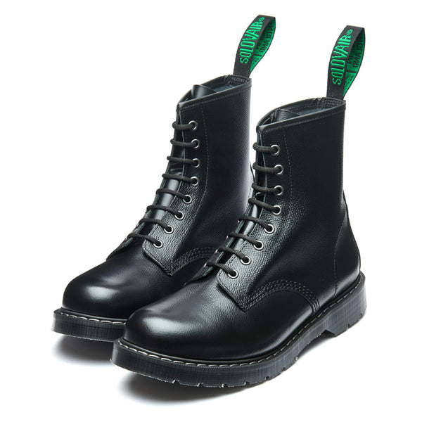 Solovair Black Hi-Shine Grain 8 Eye Derby Boot