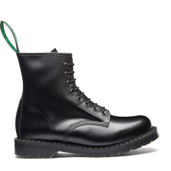 solovair Black Hi-Shine Grain 8 Eye Derby Boot