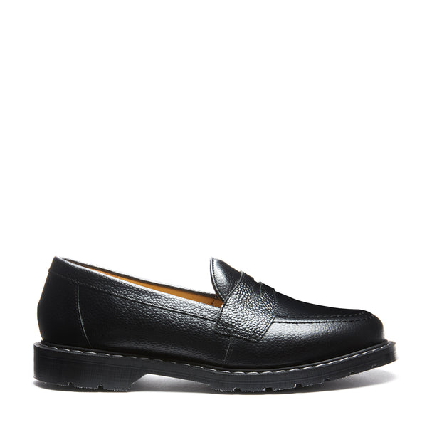 solovair Black Hi-Shine Grain Penny Loafer