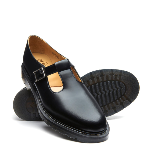 Solovair Black Hi-Shine Mary Jane Shoe