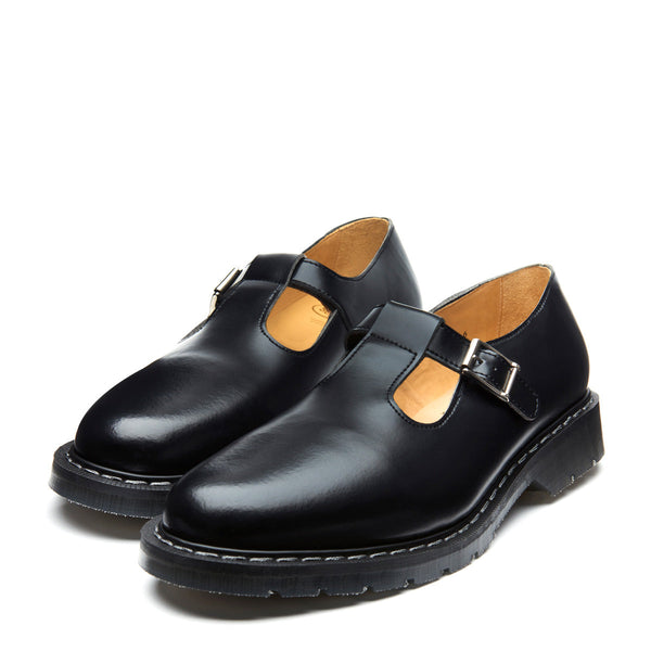 Solovair Black Hi-Shine Mary Jane Shoe