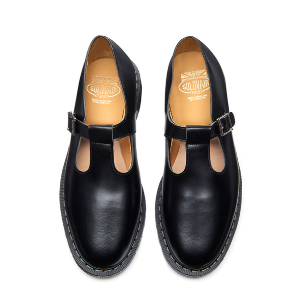 Solovair Black Hi-Shine Mary Jane Shoe