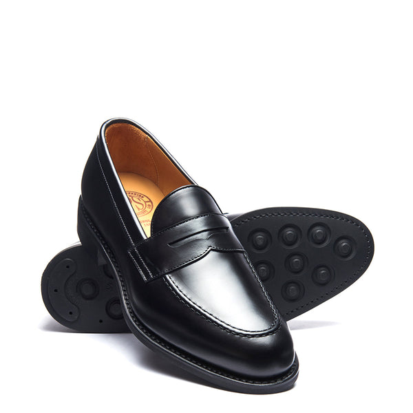 Solovair Black Hi Shine Penny Loafer
