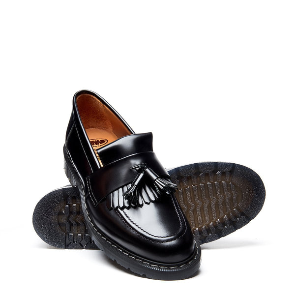 Solovair Black Hi-Shine Tassel Loafer