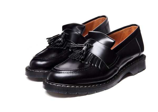 Solovair Black Hi-Shine Tassel Loafer