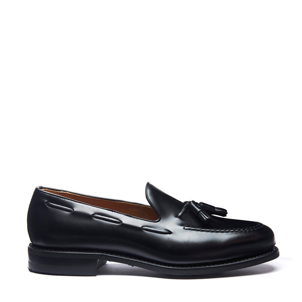 solovair Black Hi-Shine Tassel Loafer