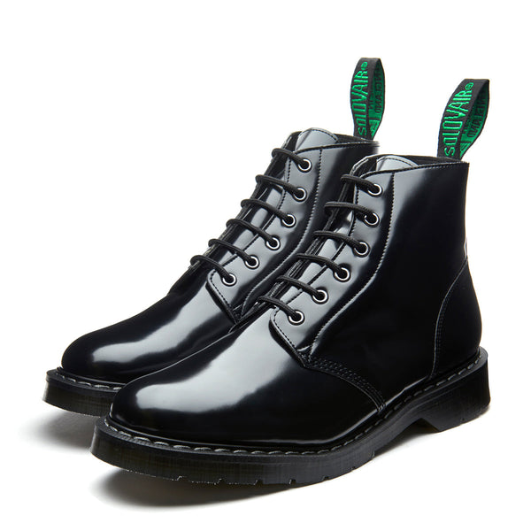 Solovair Black Hi-Shine Vegan 6 Eye Astronaut Boot
