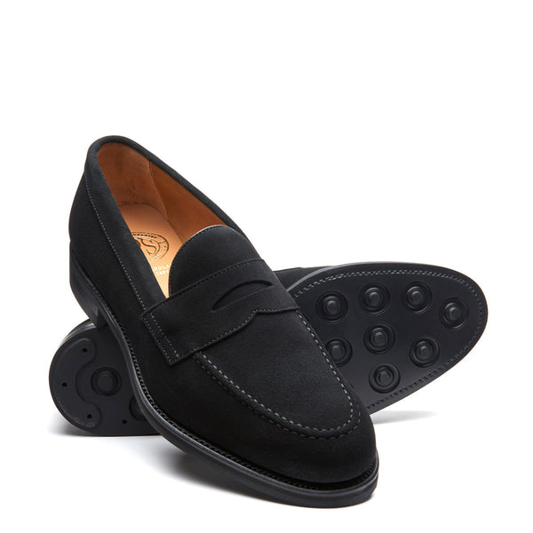 Solovair Black Suede Penny Loafer