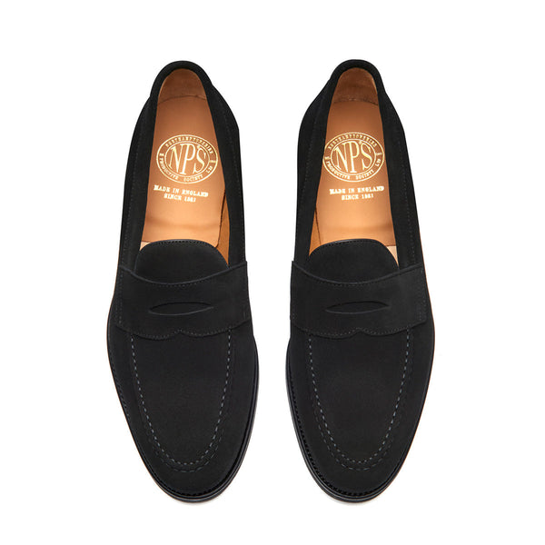 Solovair Black Suede Penny Loafer