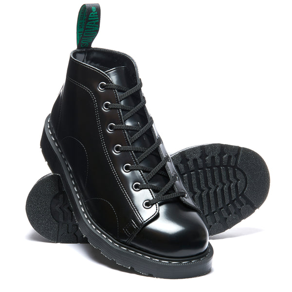 Solovair Black Vegan Hi-Shine 7 Eye Monkey Boot