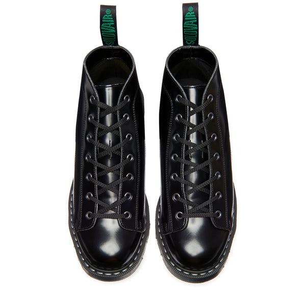Solovair Black Vegan Hi-Shine 7 Eye Monkey Boot