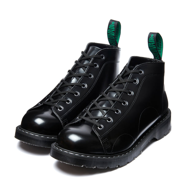 Solovair Black Vegan Hi-Shine 7 Eye Monkey Boot