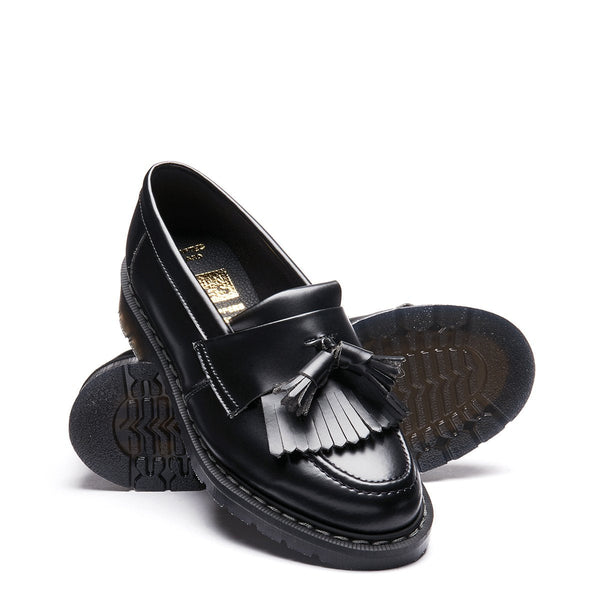 Solovair Black Vegan Hi-Shine Tassel Loafer