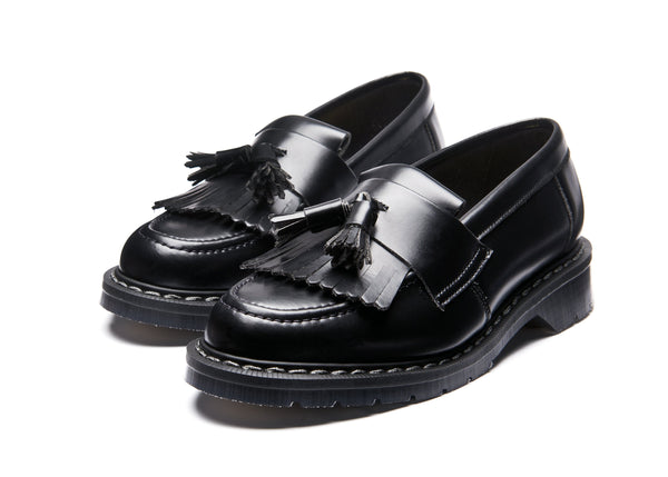 Solovair Black Vegan Hi-Shine Tassel Loafer