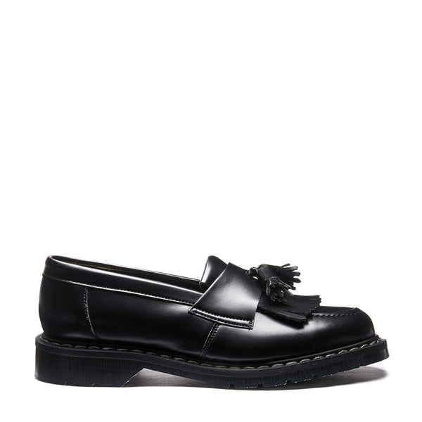 solovair Black Vegan Hi-Shine Tassel Loafer