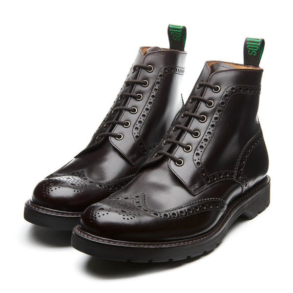 Solovair Brown Calf 6 Eye Derby Brogue Boot