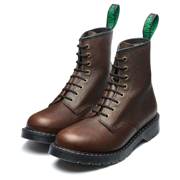 Solovair Brown Country Calf Grain 8 Eye Derby Boot