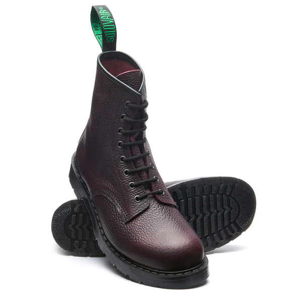 Solovair Burgundy Gaucho Grain 8 Eye Derby Boot