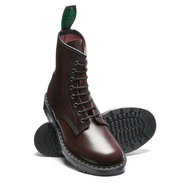 Solovair Burgundy Hi-Shine Grain 8 Eye Derby Boot