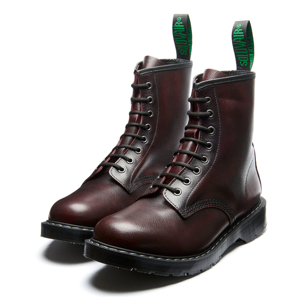 Solovair Burgundy Hi-Shine Grain 8 Eye Derby Boot