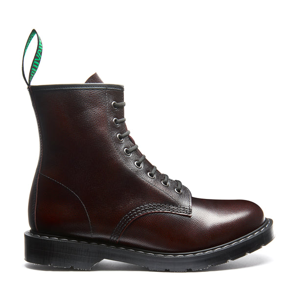 solovair Burgundy Hi-Shine Grain 8 Eye Derby Boot