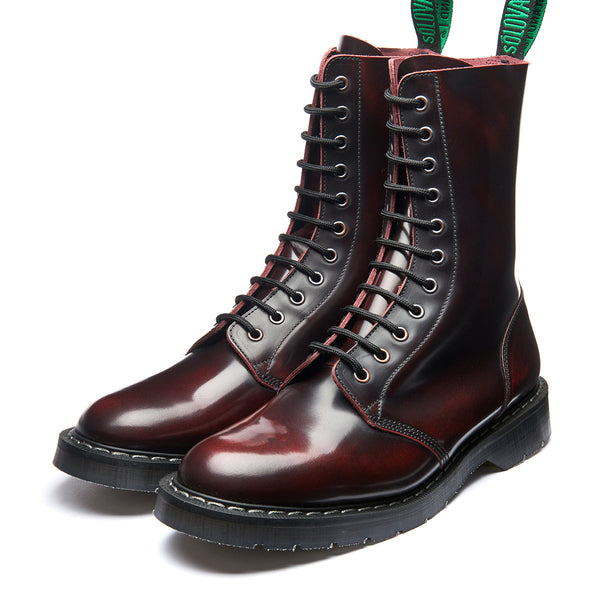Solovair Burgundy Rub-Off 11 Eye Astronaut Boot