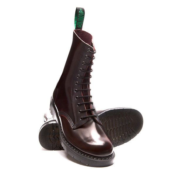 Solovair Burgundy Rub-Off 11 Eye Derby Boot