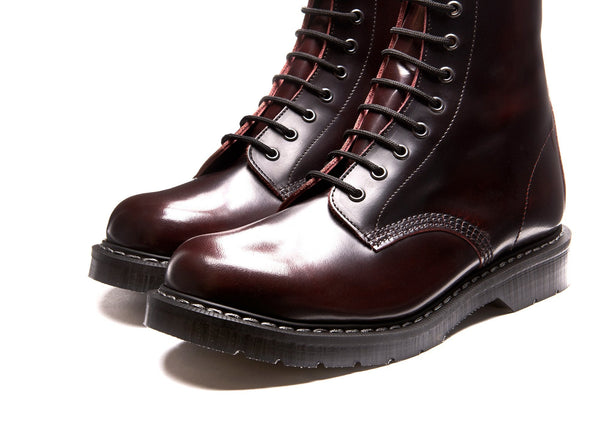 Solovair Burgundy Rub-Off 11 Eye Derby Boot