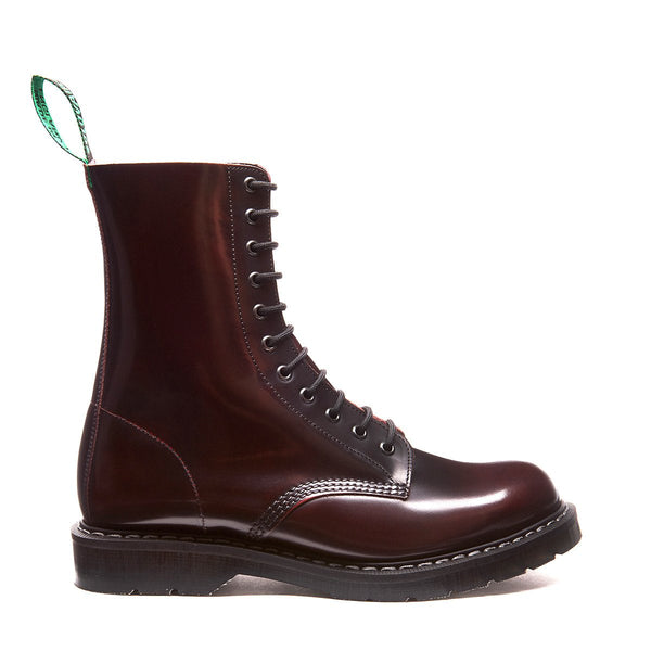 solovair Burgundy Rub-Off 11 Eye Derby Boot