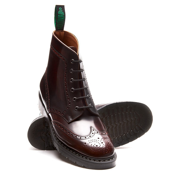 Solovair Burgundy Rub-Off 6 Eye Brogue Boot