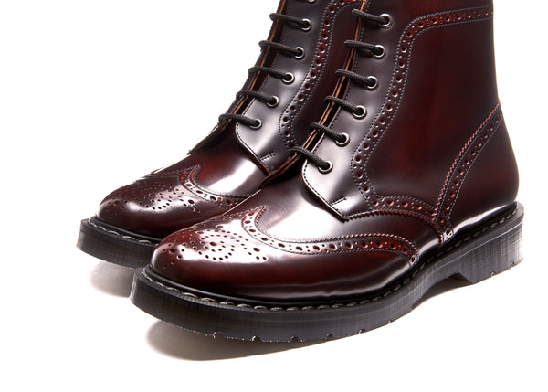 Solovair Burgundy Rub-Off 6 Eye Brogue Boot
