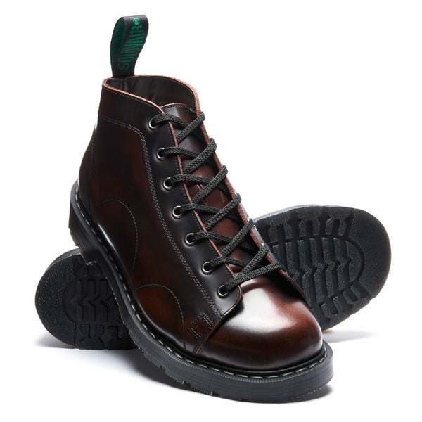 Solovair Burgundy Rub Off 7 Eye Monkey Boot