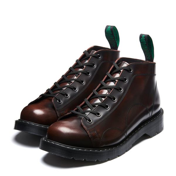Solovair Burgundy Rub Off 7 Eye Monkey Boot
