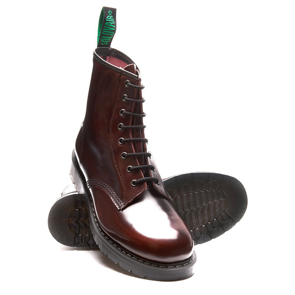 Solovair Burgundy Rub-Off 8 Eye Derby Boot