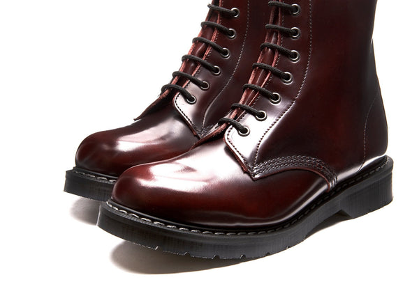 Solovair Burgundy Rub-Off 8 Eye Derby Boot