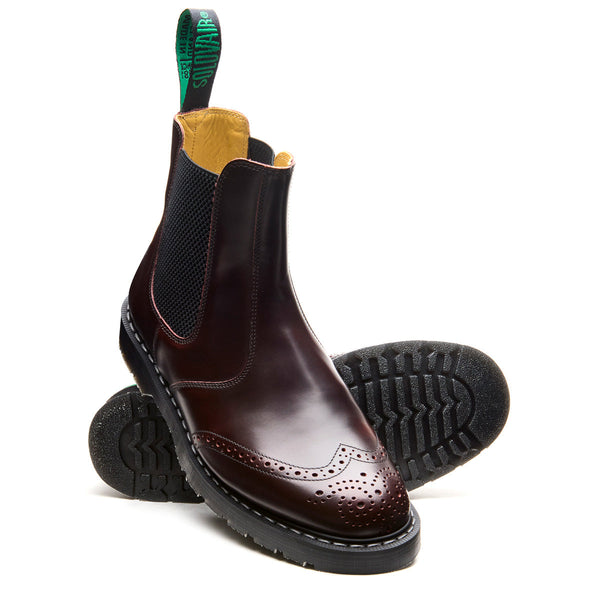 Solovair Burgundy Rub-Off Dealer Brogue Boot