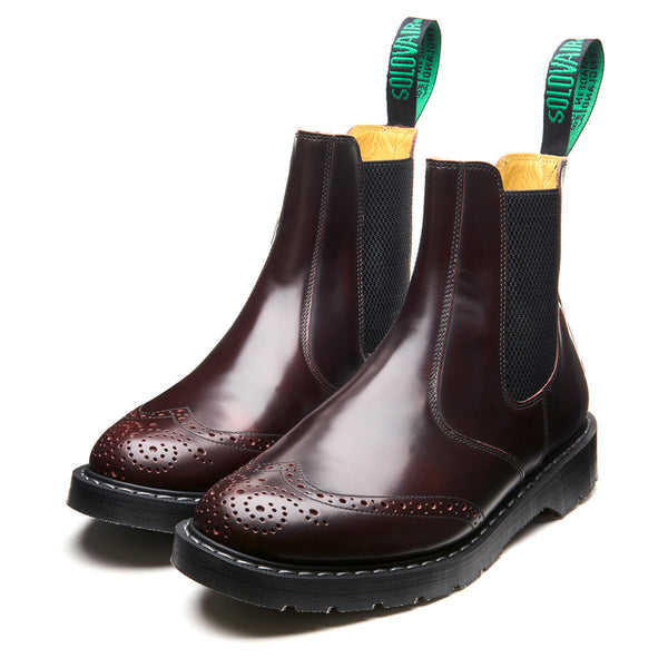 Solovair Burgundy Rub-Off Dealer Brogue Boot
