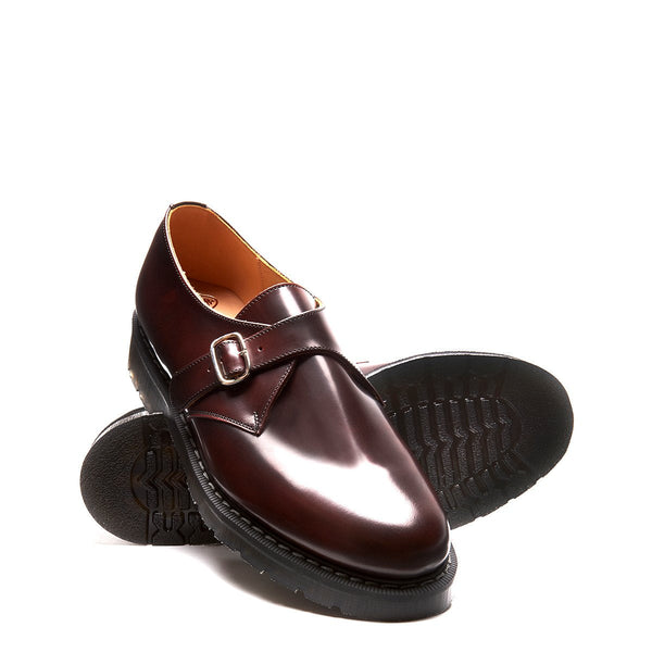 Solovair Burgundy Rub-Off Single Buckle Monk Shoe