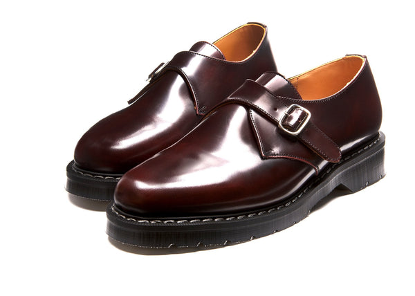 Solovair Burgundy Rub-Off Single Buckle Monk Shoe