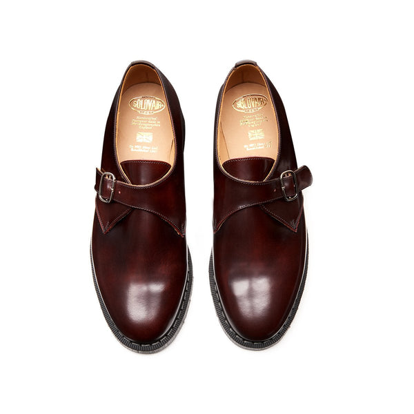 Solovair Burgundy Rub-Off Single Buckle Monk Shoe