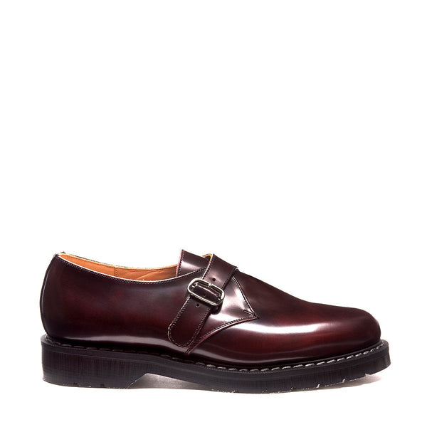 solovair Burgundy Rub-Off Single Buckle Monk Shoe