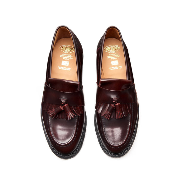Solovair Burgundy Rub-Off Tassel Loafer