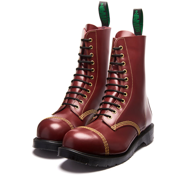 Solovair Cherry Red 11 Eye Steel Toe Derby Boot