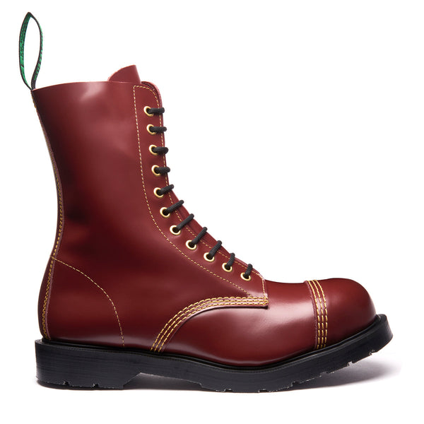 solovair Cherry Red 11 Eye Steel Toe Derby Boot